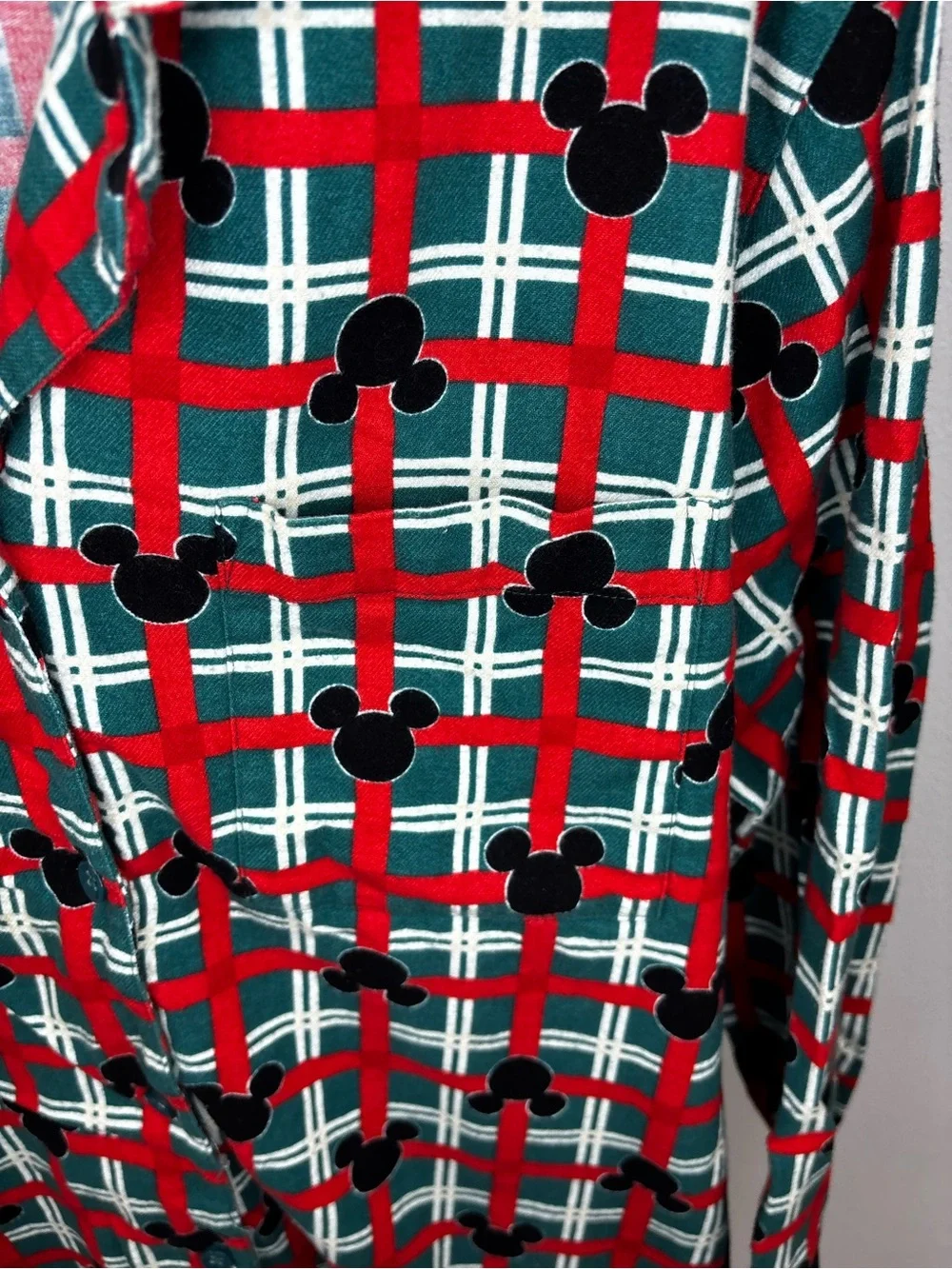 Disney X Hanna Andersson Holiday Button-Up Night Shirt Mickey Mouse Size Large - Picture 3 of 4